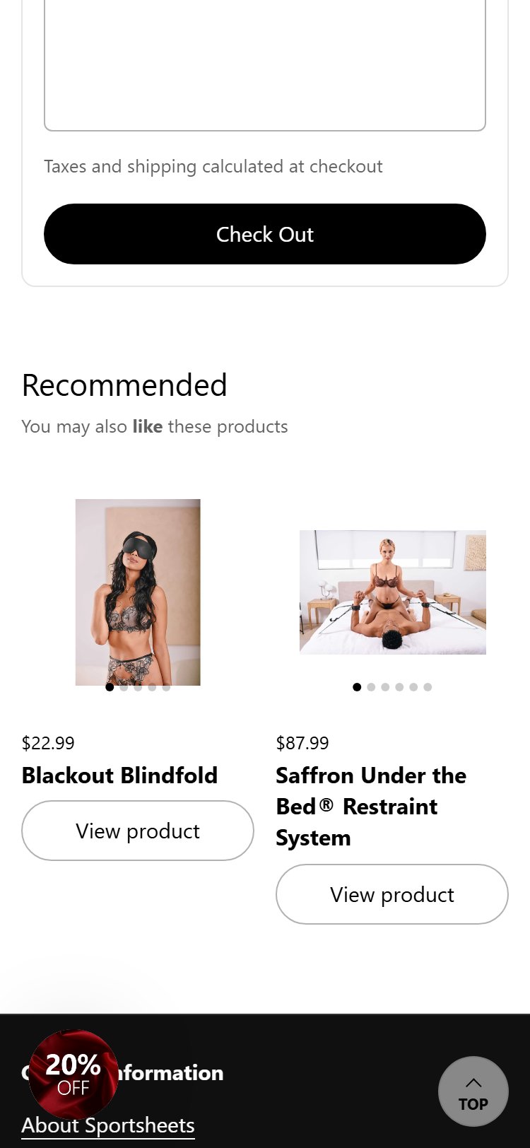 Sportsheets — Cart Recommendations